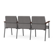 Pemberly Row Reception Waiting 3-Seat Tandem Seating/Charcoal Steel/Light Gray