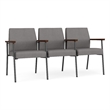 Pemberly Row Reception Waiting 3-Seat Tandem Seating/Charcoal Steel/Light Gray