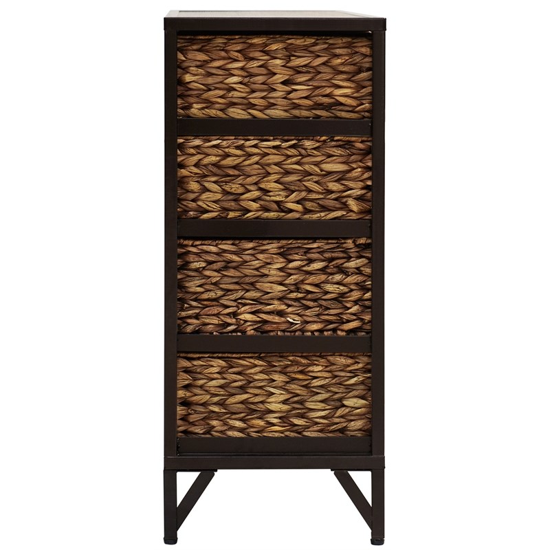 Pemberly Row 10-Drawer Transitional Metal Cabinet in Walnut Finish