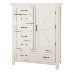 Pemberly Row Traditional Wood Chifforobe in Brushed White Finish
