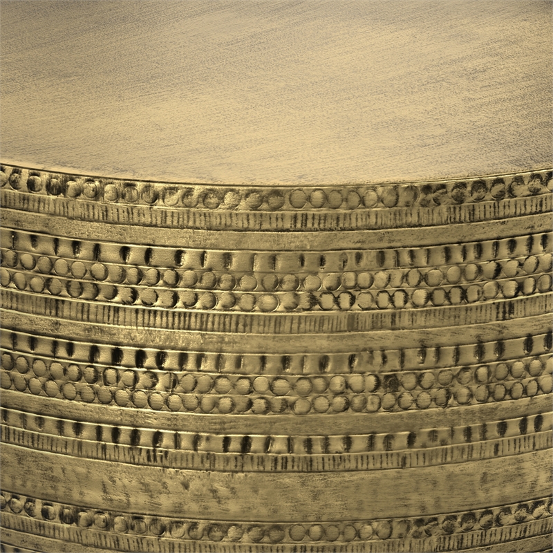 Pemberley Row Metal Antique Gold Coffee Table Round Textured 29.5