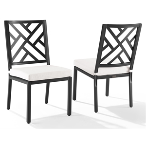 Pemberly Row 18.5&quot Metal Outdoor Dining Chair in Black (Set of 2)