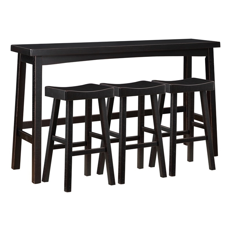 Pemberly Row Modern 4-Piece Pack Wood Pub Height Set in Black