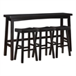 Pemberly Row Modern 4-Piece Pack Wood Pub Height Set in Black