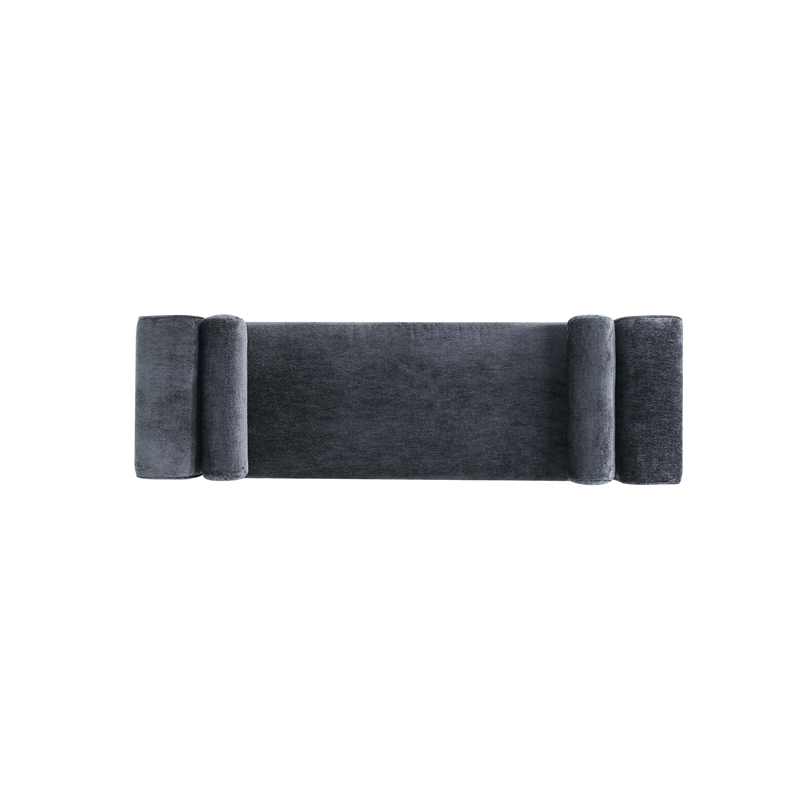 Pemberly Row Contemporary Bench with Solid Wood Frame in Black