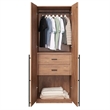 Pemberly Row Engineered Wood Wardrobe Closet in Golden Brown