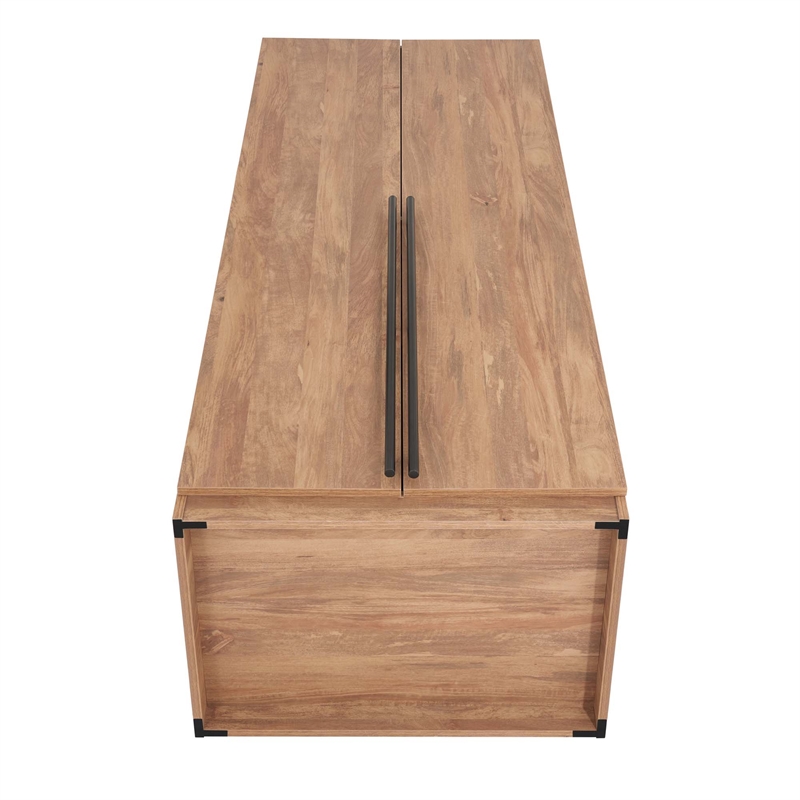 Pemberly Row Engineered Wood Wardrobe Closet in Golden Brown