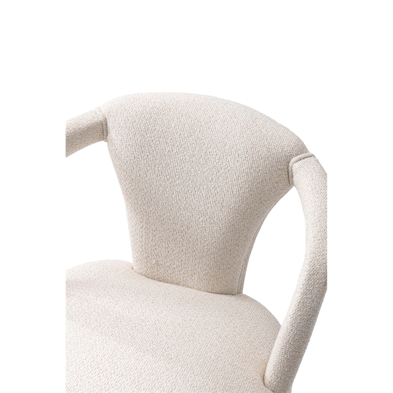 Pemberly Row Dining Armchair with Solid Wood Frame in Ivory - Set of 2