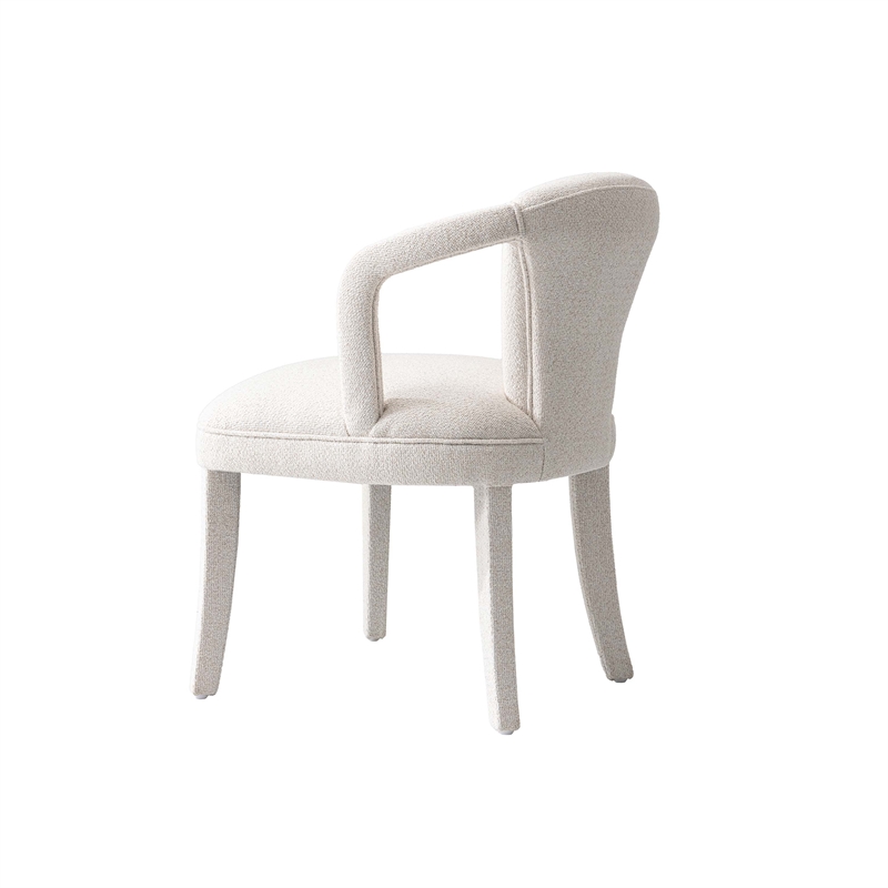 Pemberly Row Dining Armchair with Solid Wood Frame in Ivory - Set of 2