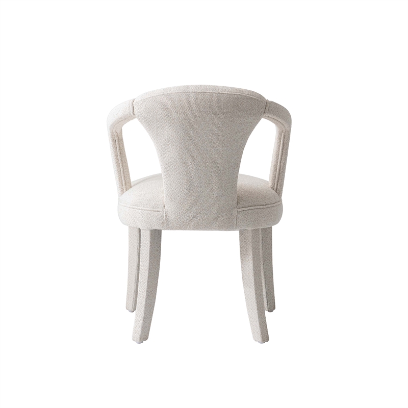 Pemberly Row Dining Armchair with Solid Wood Frame in Ivory - Set of 2