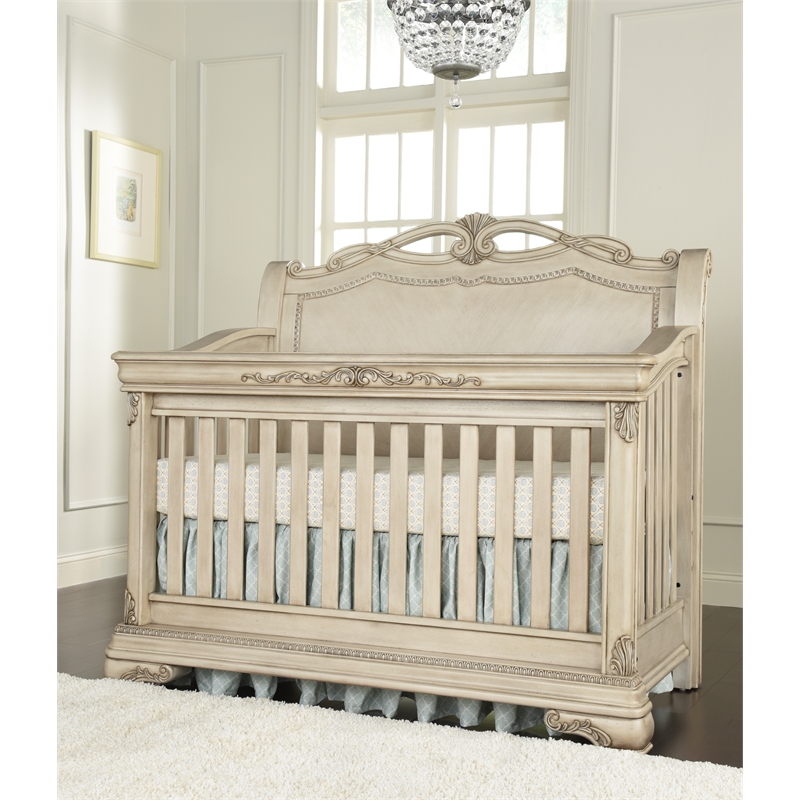 Pemberley Row Mahogany Seashell Convertible Crib Rectangular Adjustable Unassembled
