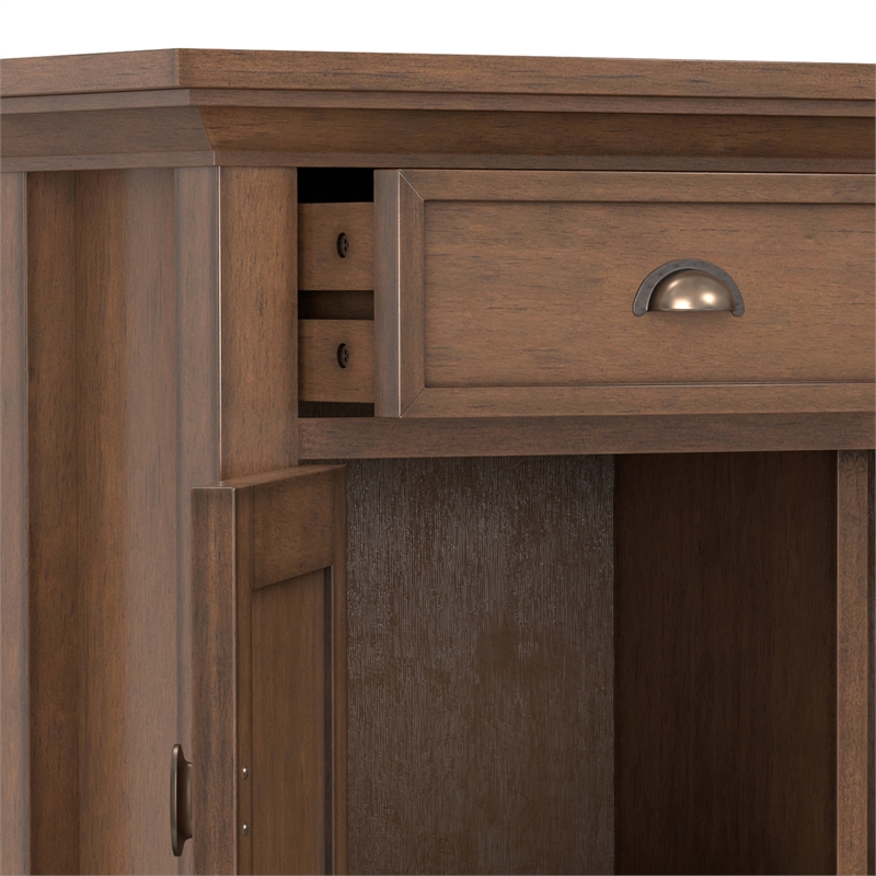 Pemberley Row Solid Wood Brown Storage Cabinet Rectangular Adjustable Shelves 36