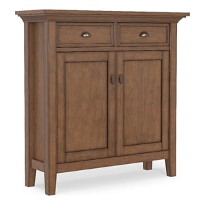 Pemberley Row Solid Wood Brown Storage Cabinet Rectangular Adjustable Shelves 36&quot Unassembled