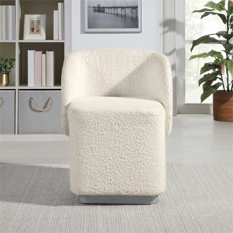 Pemberly Row Vanity Chair in Textured Cream Fabric Fully Assembled