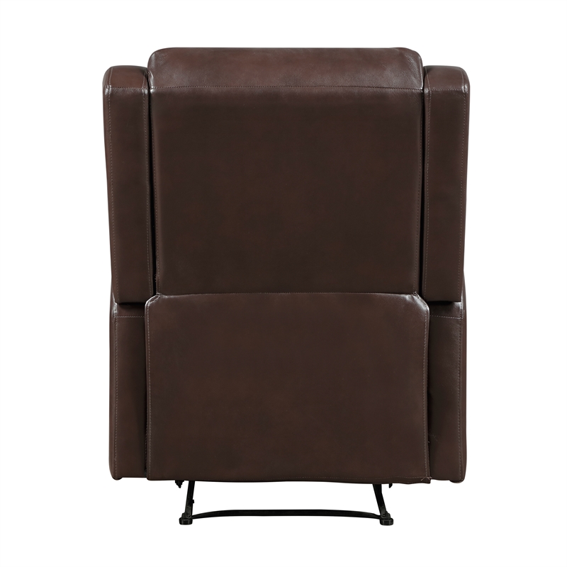 Pemberly Row Contemporary Faux leather Manual Recliner in Brown