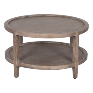 Pemberly Row Modern Solid White Oak Wood Coffee Table - Brown