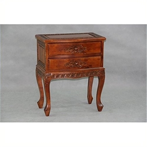 Pemberly Row Contemporary 2 Drawer Nightstand in Walnut Stain