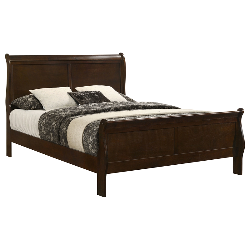 Pemberly Row Modern Wood Eastern King Sleigh Bed in Cappuccino