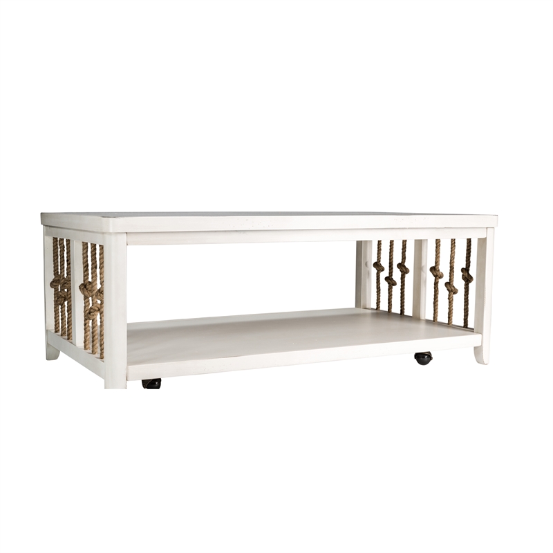 Pemberly Row Modern / Contemporary Wood Cocktail Table - White