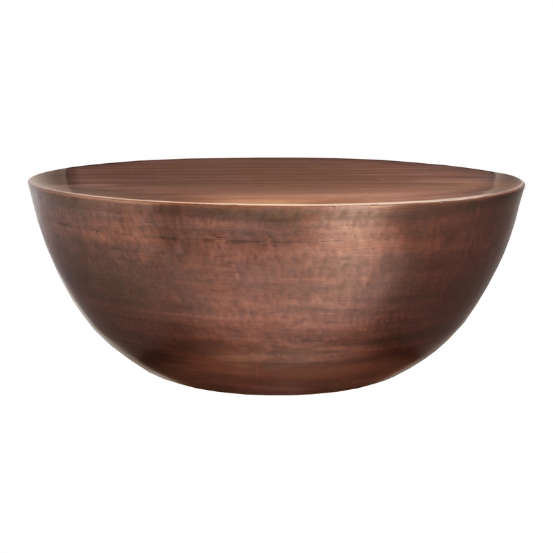Pemberley Row Hollow Iron Copper Coffee Table Drum-Style 31.25