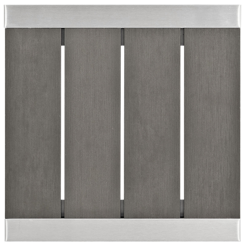 Pemberly Row Outdoor Patio Wood and Aluminum Side Table in Silver/Gray