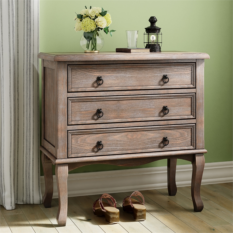 Pemberly Row Modern / Contemporary Wood 3 Drawer Chest in Gray