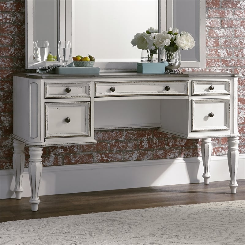 Pemberly Row Modern / Contemporary Elegant White Vanity Desk