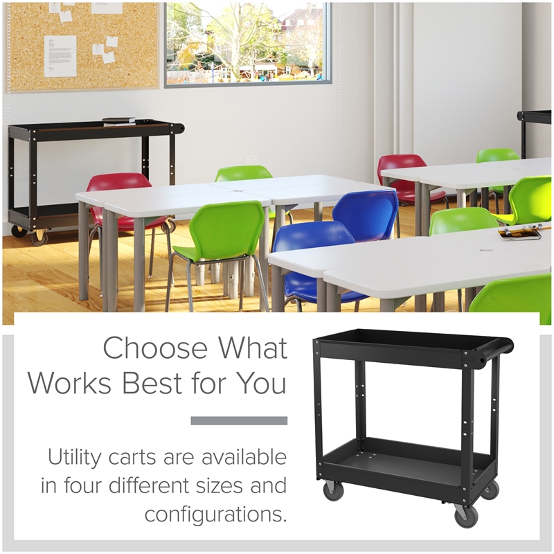 Pemberly Row Reay-To-Assemble Metal Utility Cart 30 x 16 Black