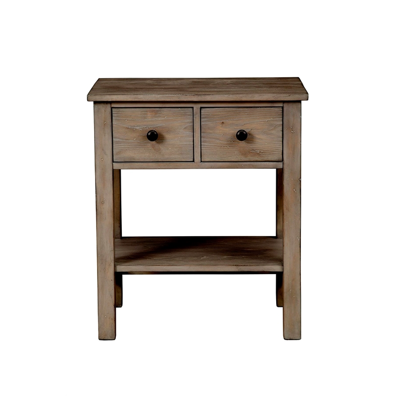 Pemberley Row Pine Wood Natural Gray Nightstand Rectangular Fully Assembled 28