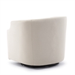 Pemberly Row White Linen Fabric Upholstered Swivel and Rocker Barrel Chair
