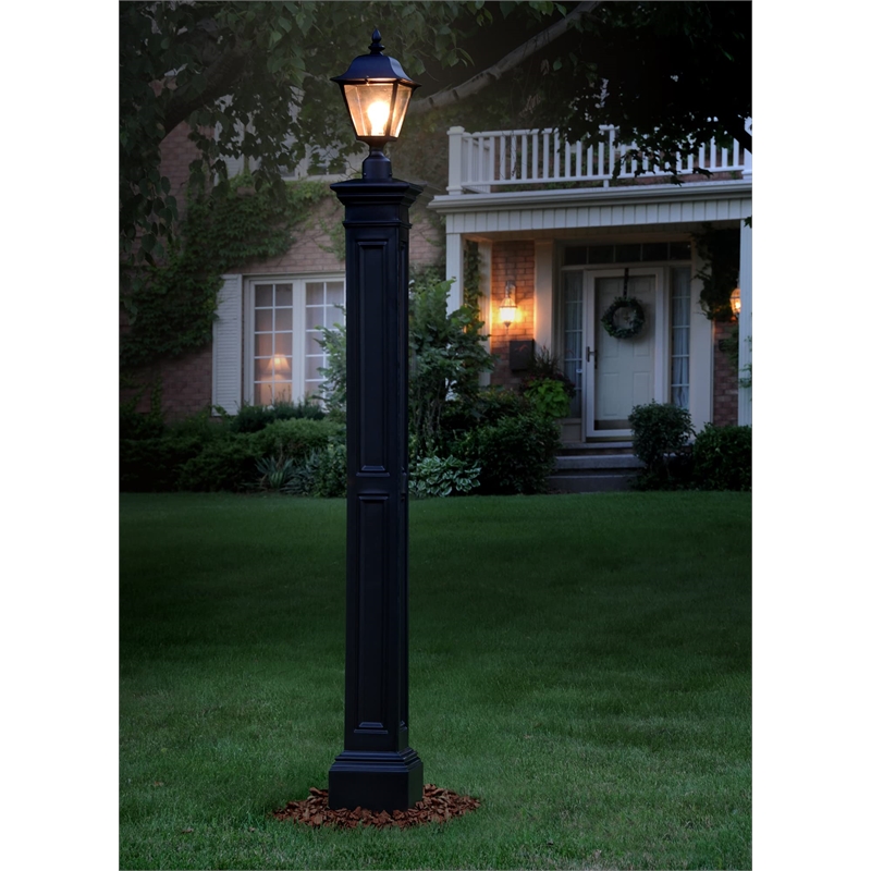 Pemberly Row Traditional Plastic Lamp Post with Mount in White