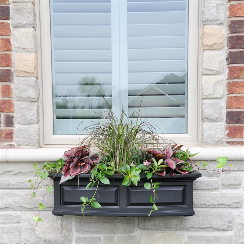 Pemberley Row Plastic Black Window Box Rectangular Weatherproof 36