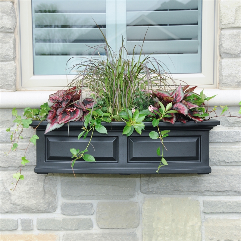 Pemberley Row Plastic Black Window Box Rectangular Weatherproof 36