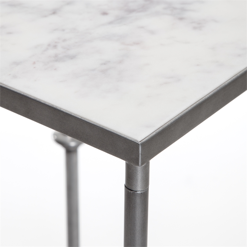 Pemberly Row Modern / Contemporary Solid Marble Side Table White
