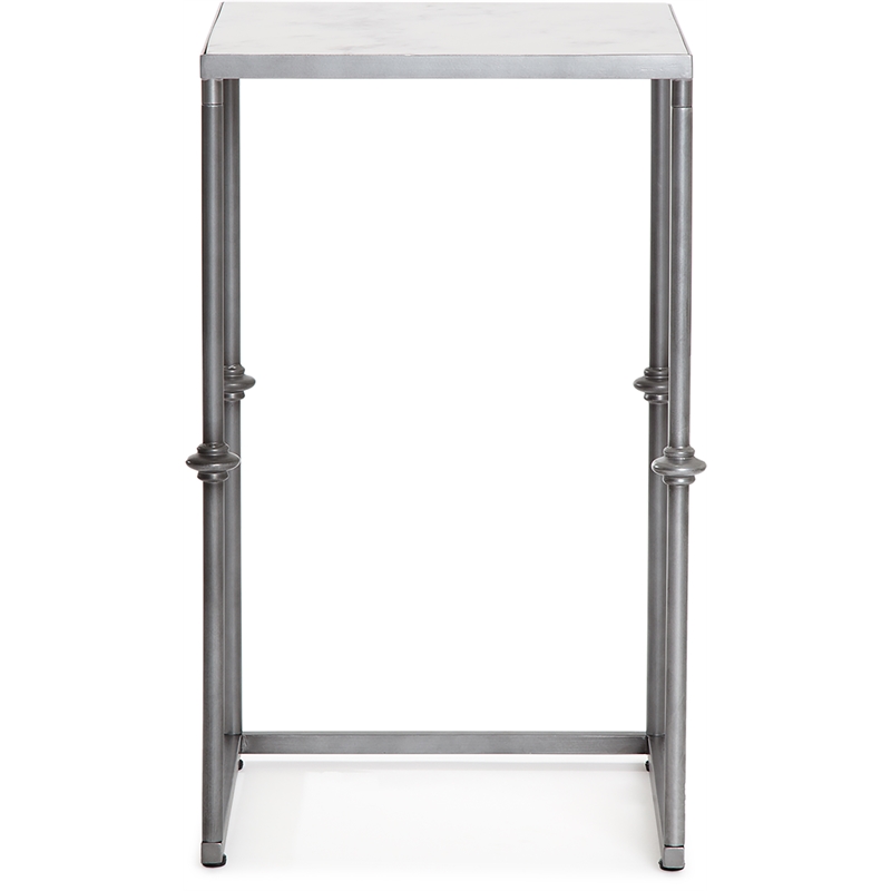 Pemberly Row Modern / Contemporary Solid Marble Side Table White