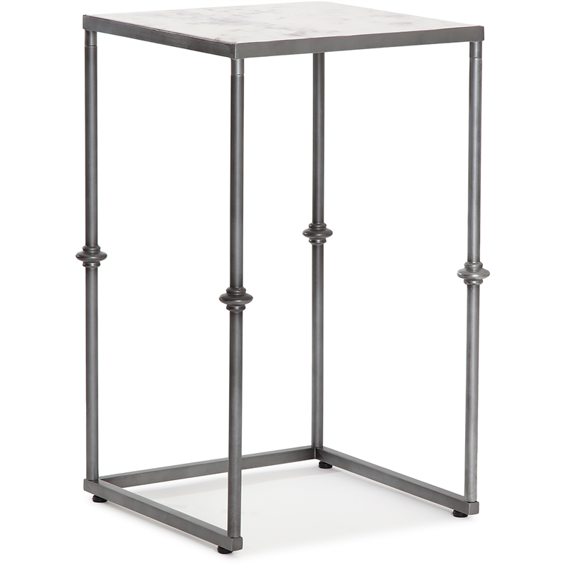 Pemberly Row Modern / Contemporary Solid Marble Side Table White