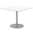 Pemberley Row Laminate White Square Pedestal Table Durable Easy to Clean Surface 36