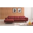 Pemberly Row Red Color With Italian Leather Sectional - Left Facing Chaise