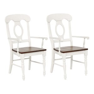Pemberly Row 17.5&quot Napoleon Wood Dining Armchairs in White (Set of 2)