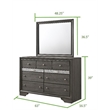 Pemberly Row Traditional 7 Drawer Dresser in Gray made with Wood