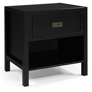 Pemberly Row 1-Drawer Classic Solid Wood Bedroom Nightstand in Black