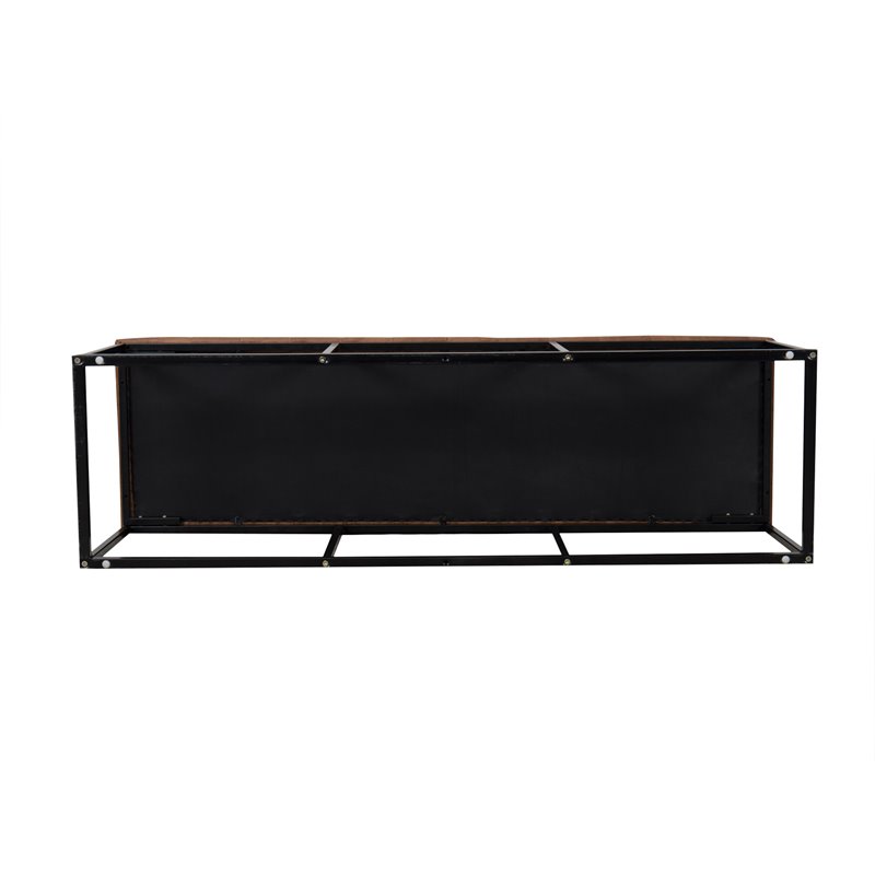 Pemberley Row Faux Leather Brown Bench Rectangular Button Tufting 52.25