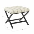 Pemberly Row Modern Metal and Fabric Stripe X-base Ottoman in Black and White