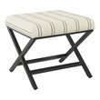Pemberly Row Modern Metal and Fabric Stripe X-base Ottoman in Black and White