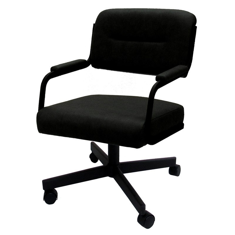 Pemberly Row Swivel Tilt Kitchen Caster Chair with Wheels - Black Vinyl - Black