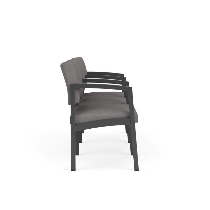 Pemberly Row Reception Waiting 3 Seats Chair/Charcoal Steel/Light Gray