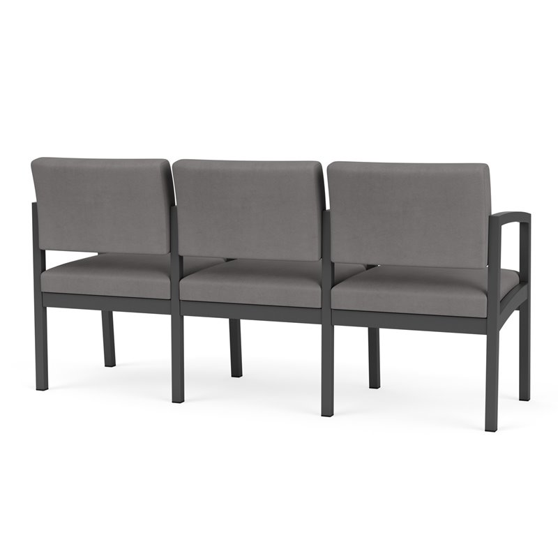 Pemberly Row Reception Waiting 3 Seats Chair/Charcoal Steel/Light Gray