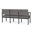 Pemberly Row Reception Waiting 3 Seats Chair/Charcoal Steel/Light Gray