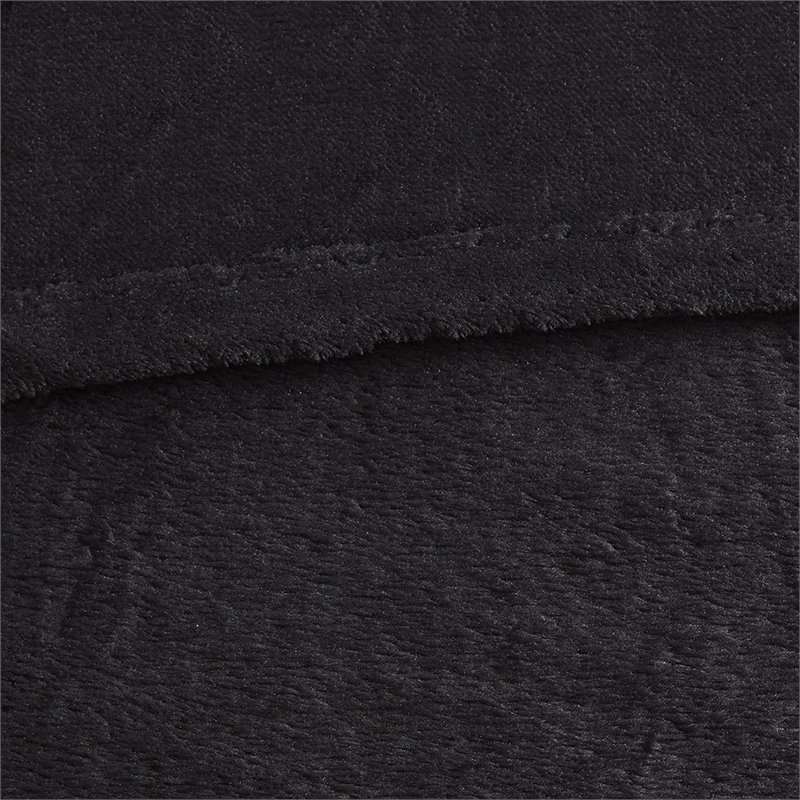Pemberly Row Polyester Solid Microlight Plush Oversized Blanket in Black