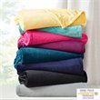 Pemberly Row Polyester Solid Microlight Plush Oversized Blanket in Black